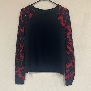 Greylin womans beaded floral sleeve pullover sweatshirt size M